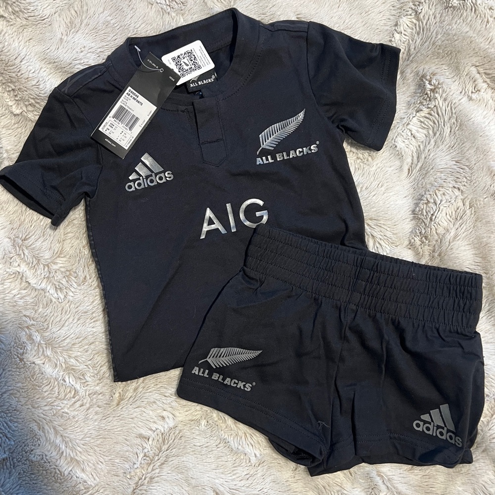 Adidas All Blacks Kids Polo and Shorts Set - Black